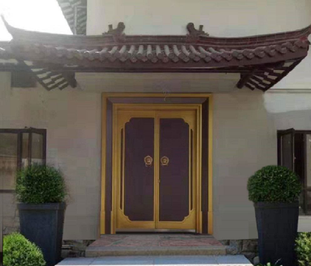 青海中式仿古铸铝别墅进户门,铸铝进户门,四合院大别墅安装